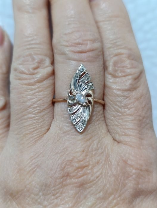 Кольцо советское с якутскими бриллиантами.