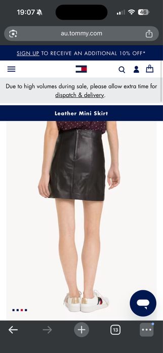 Черна кожена пола tommy hilfiger естествена кожа