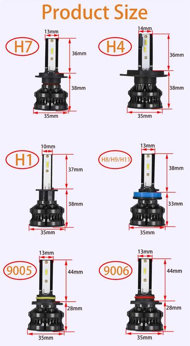 лед крушки Н7 M5 Plus 100W 16000LM, H4, H7, H8, H11, 6000k, ZES 2 чип
