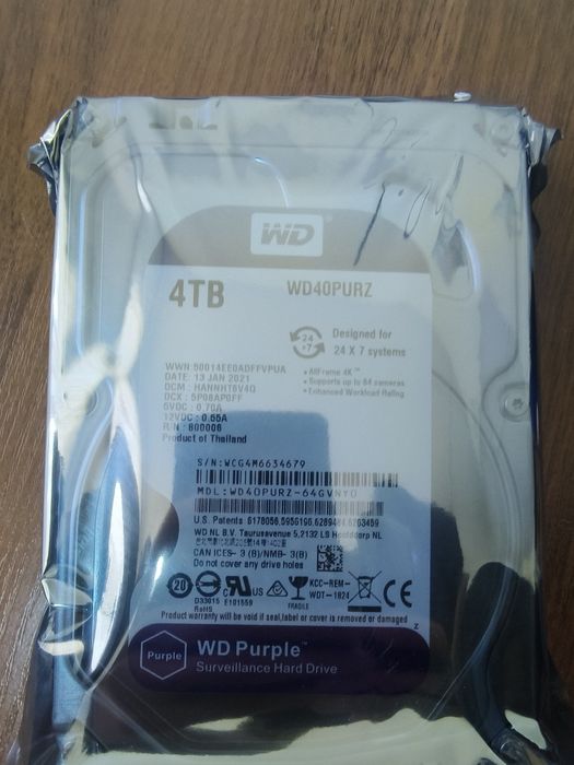 Продам новые Жесткие диски Western Digital Purple WD40PURX 4000GB.