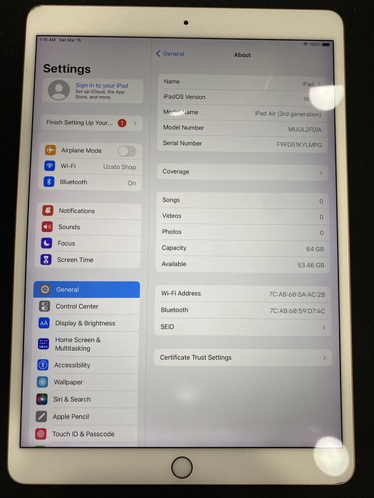 Apple Ipad Air (3 rd Gen) 64 Gb id-xxl054