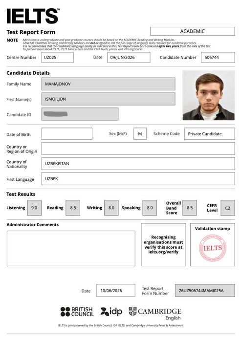 8.5 | Ustozdan Online Ingliz tili (IELTS/CEFR)