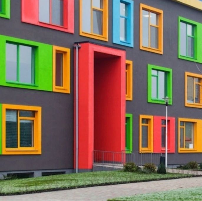 Объемная покраска зданий крыш.