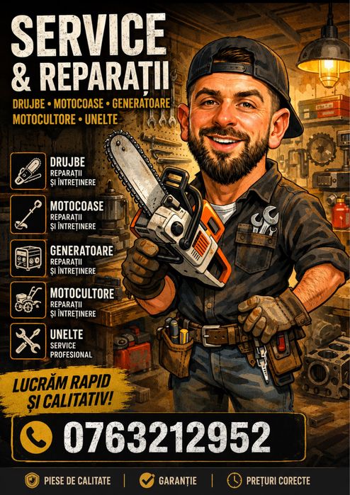 Reparatii utilaje pe benzina drujbe motocoase