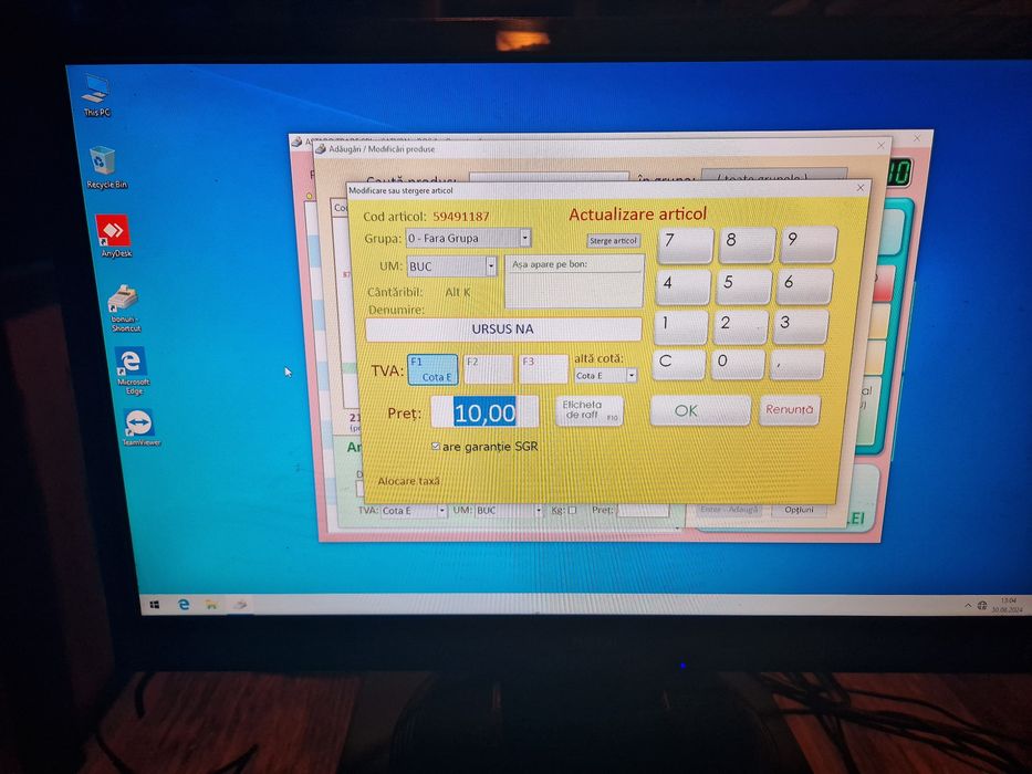 Vând sistem complet POS+sertar bani pentru  restaurant/bar/magazine