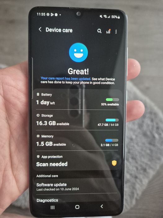 Samsung Galaxy A41 , stare foarte buna  64 GB  4 GB RAM