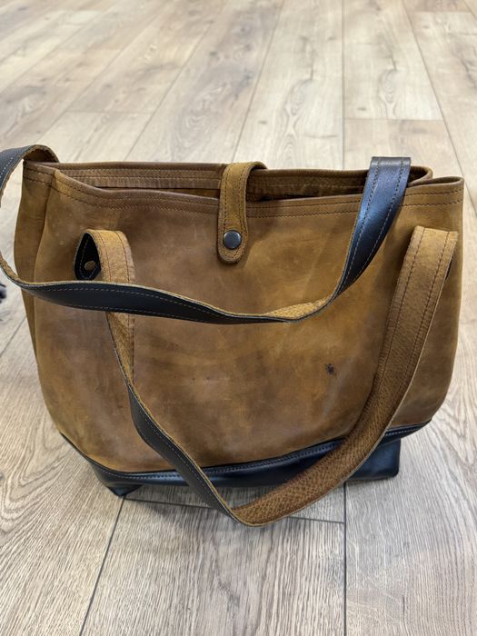 Кожена чанта кафяво/ черно