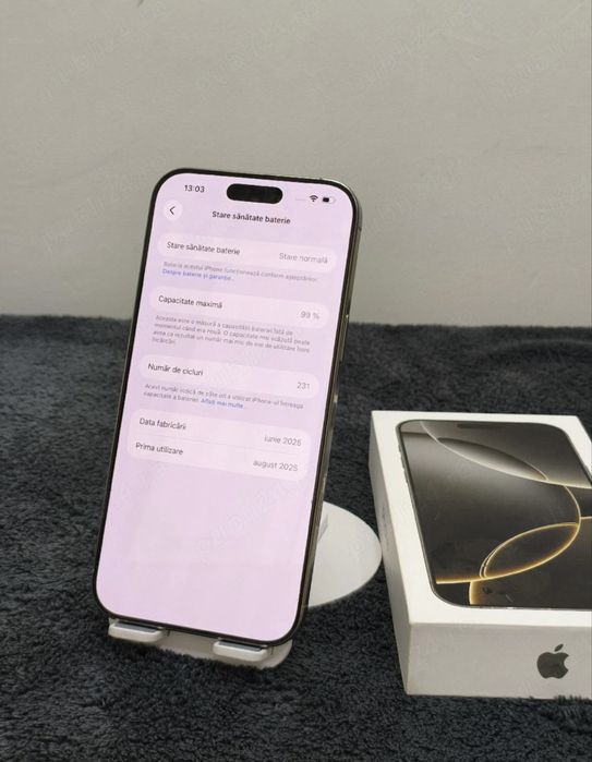 iPhone 16 Pro Max 256GB 5G Natural Titanium – Impecabil