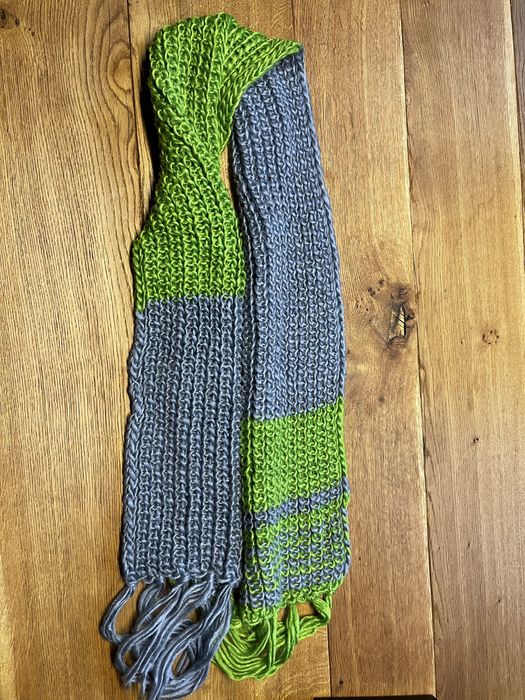 Fular gros crosetat gri-verde