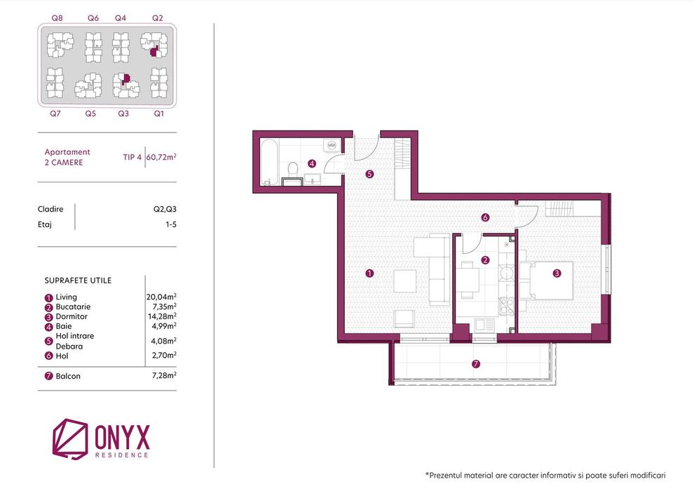 DEZVOLTATOR Onyx Residence - apartament 2 camere cu bucatarie inchisa
