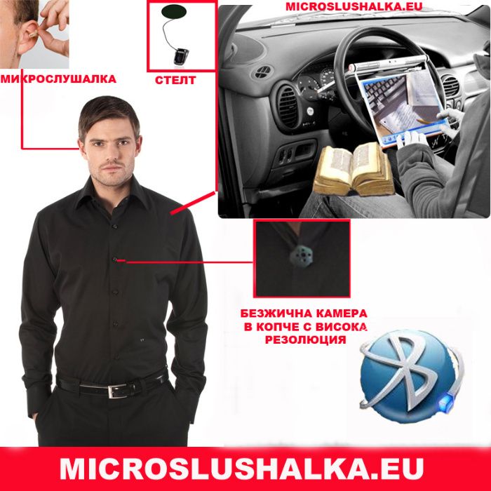 4к камера в копче за преписване реално време + опция за микрослушалка