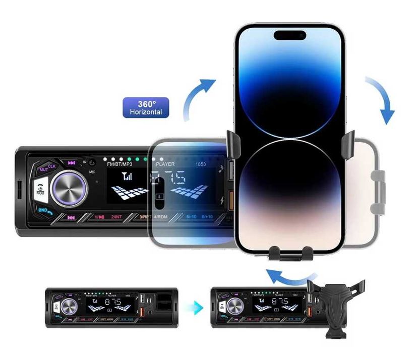 Плеър за автомобил за кола радио блутут AUX флашка 1DIN единичен дин