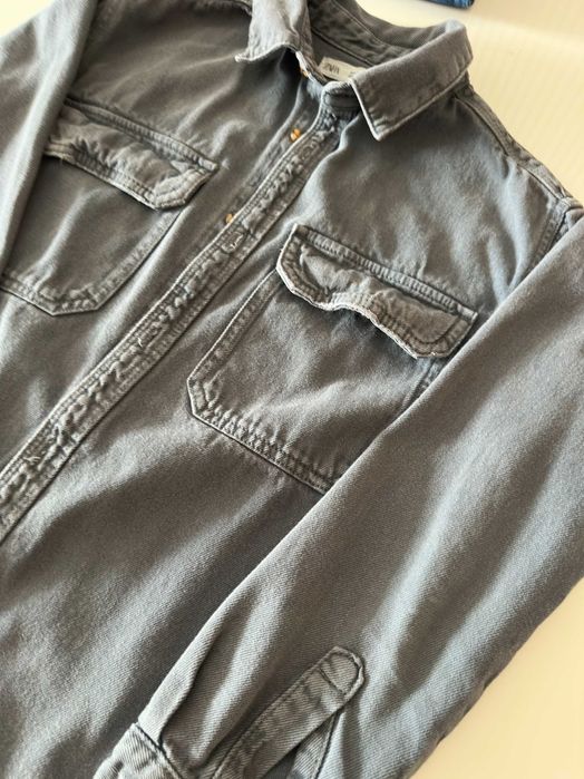 Дънкова връхна риза ZARA / сива / момче / 146 см