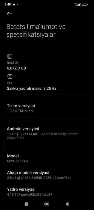 Poco F3 holati alo yangidek