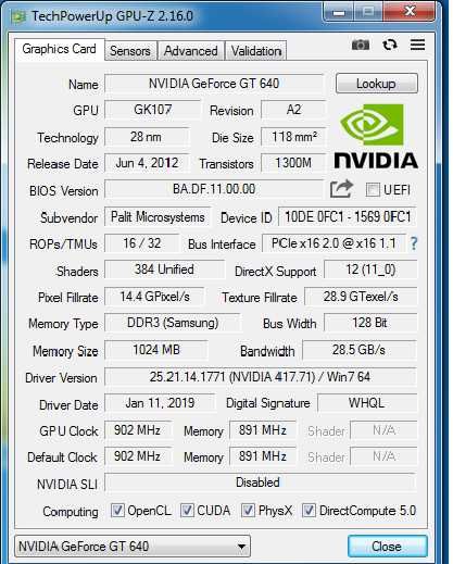 Видеокарта Palit GeForce GT 640 1Gb 128 bit