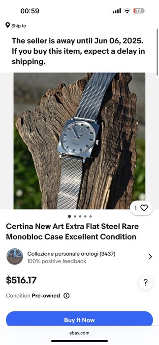 Rar! Ceas Certina New Art. Vintage, mecanic. Swiss made.
