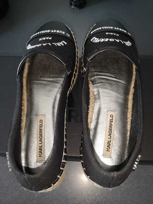 Pantofi espadrile Karl Lagerfeld alb cu negru vara
