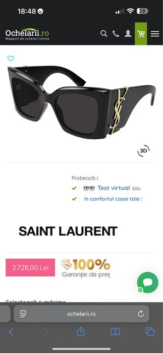 Ochelari dama originali Yves Saint Laurent Cat Eye  Monogram SL M119