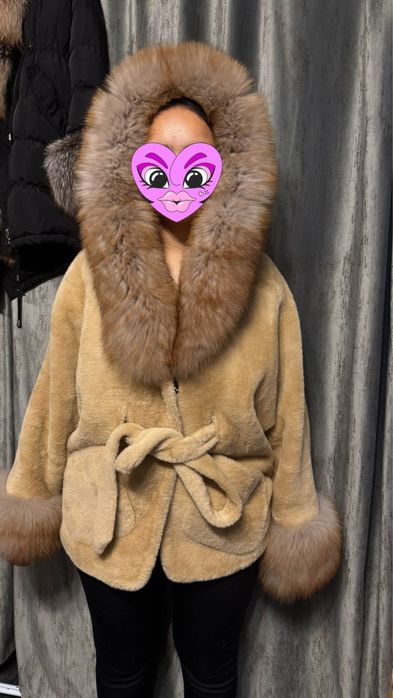 Haina Blana Alcantara cu blana naturala vulpe