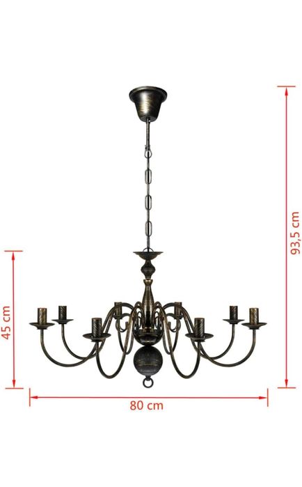 vidaXL Античен метален полилей, висяща лампа с 8 лампи, плафонна лампа