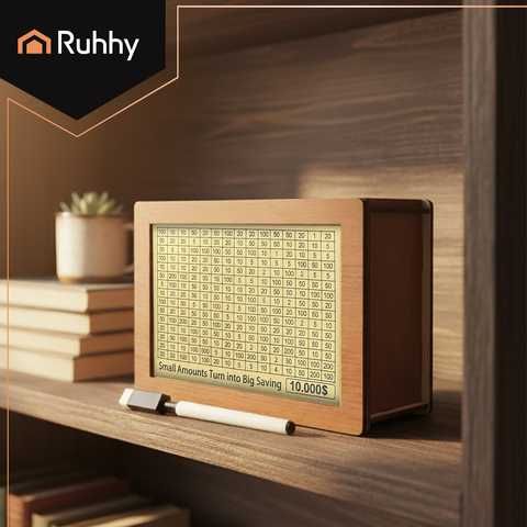 Дървена касичка за пари Ruhhy, с цифри за отбелязване на спестяванията