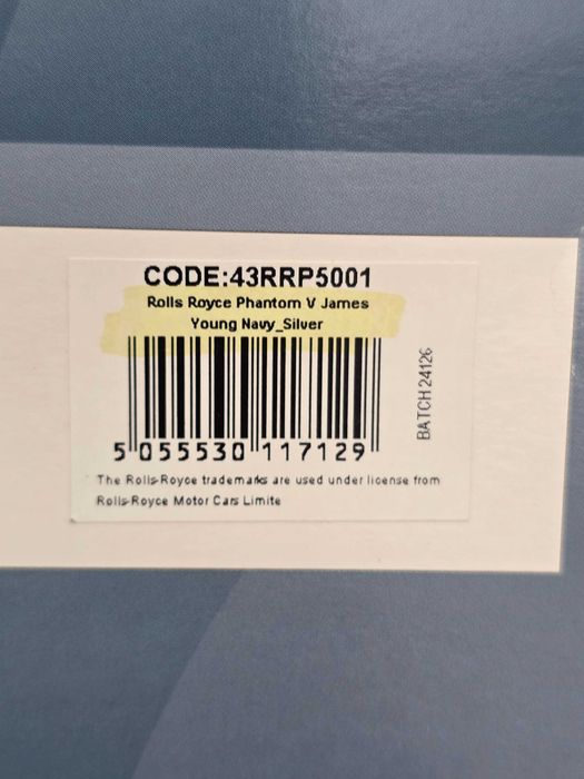 Macheta Auto 1/43 OXFORD Rolls Royce Phantom V James Young Navy Silver