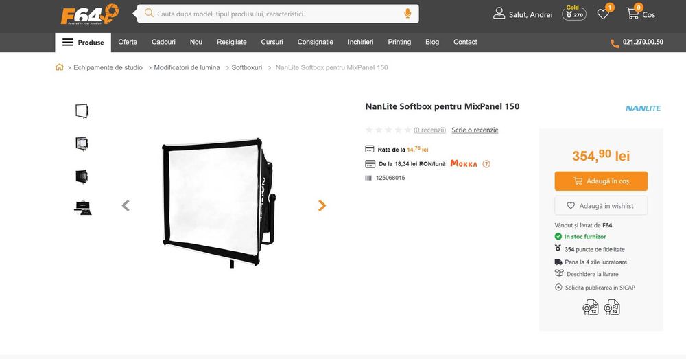 Lampa lumina continua, Nanlite MixPanel 150 RGBWW LED, softbox inclus