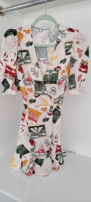 Ленена мини рокля от САЩ, Марка: Reformation; Размер: XS