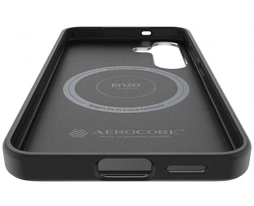 Кевларен карбон калъф кейс Spigen Enzo Aramid MagSafe Magnet Black Silver Case за Samsung Galaxy S25 Plus черен - GP-FPS936PGABW - 30 евро