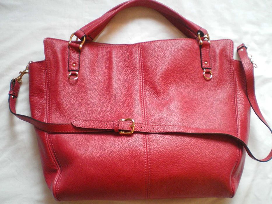 Musette rosu Ferarri, noua, piele naturala