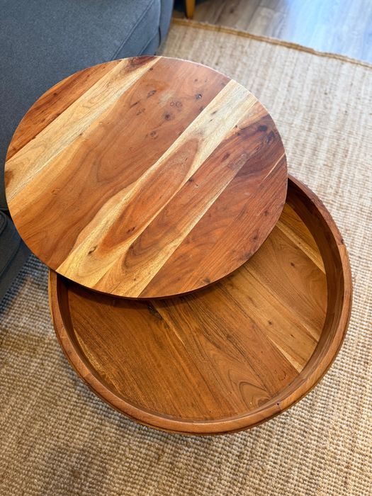 Masuta rotunda de cafea din lemn de mango