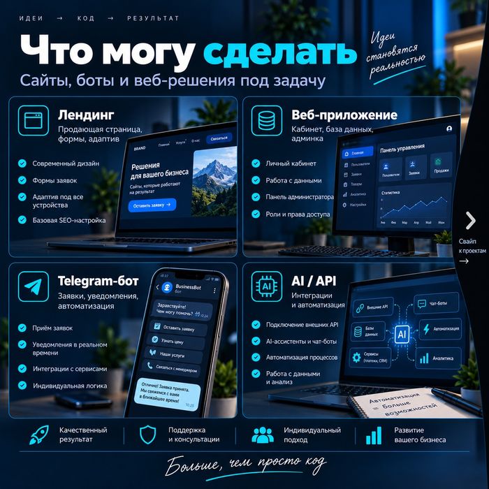 Разработка сайтов и веб-приложений | Telegram-боты | Python