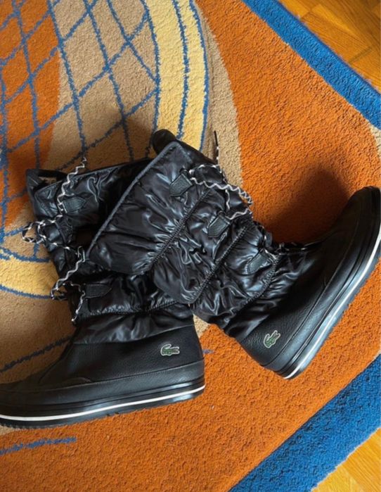 Cizme iarnă piele lacoste negre
