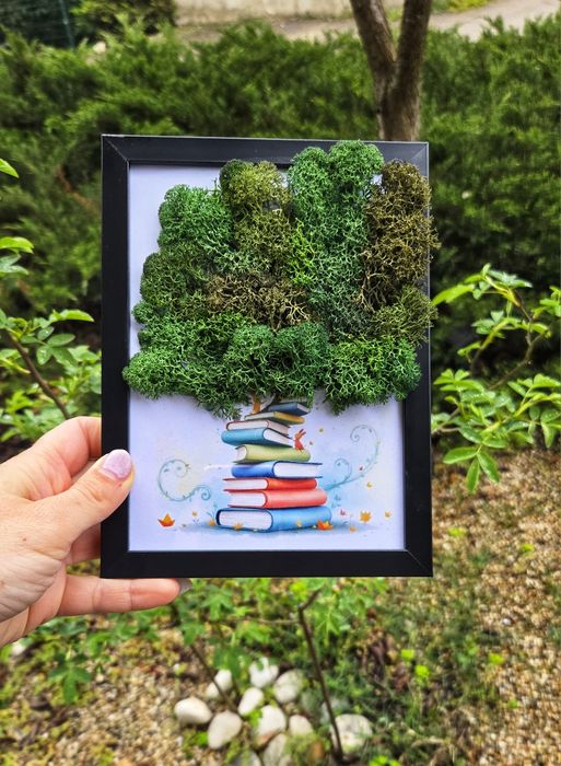 Декорирана рамка "Природата в нашите ръце" с напълно естествен мъх