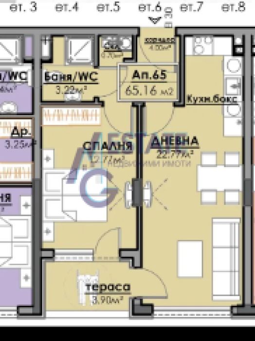 Продава се Двустаен апартамент в Бургас, Славейков - 65 кв.м за 844 €/кв.м - Снимка #1