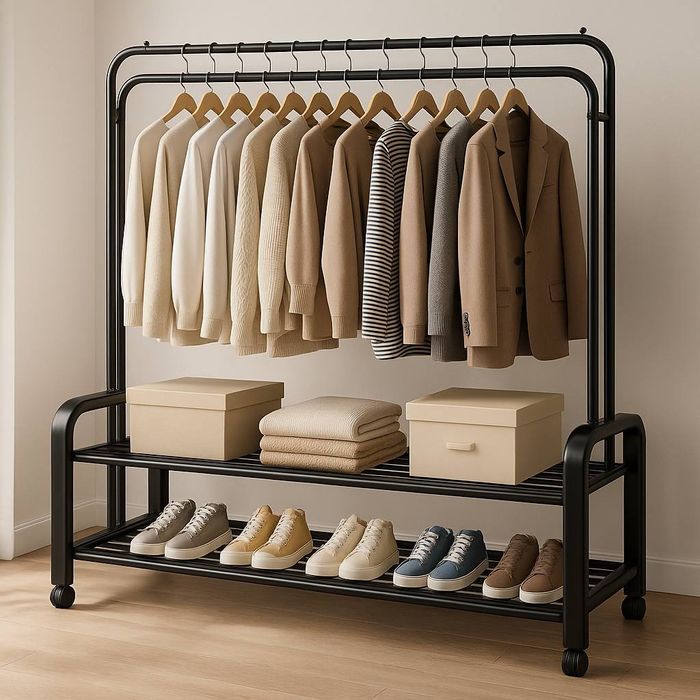 Шкаф-вешалка гардеробная с полками для обуви и коробок