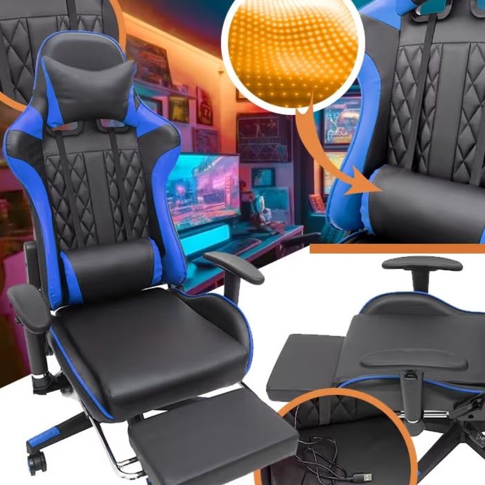 Геймърско компютърно бюро с RGB  99€ и геймърски стол за 123 € LED осв