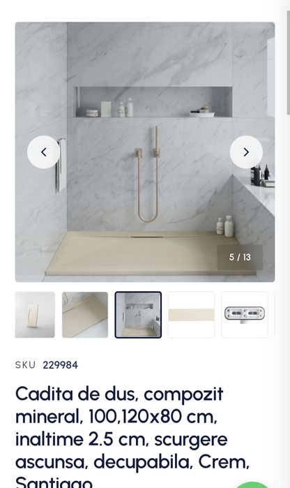 Cadita dus 100x80 îngropată compozit crem