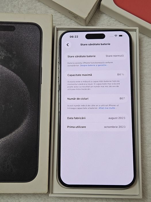 Iphone 15 pro max 512GB natural Titanium stare excelenta Full box