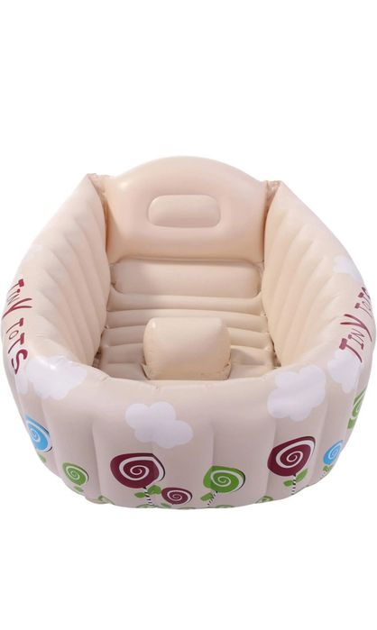 Надуваема вана/ корито за деца, Бял, цветя, 91х61х29см