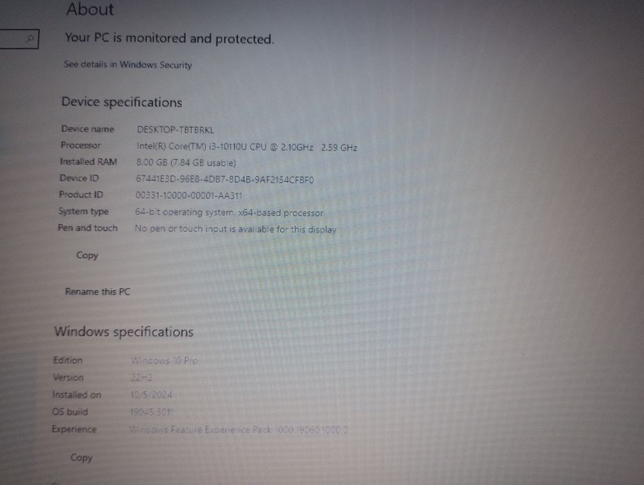 Laptop Asus I5 gen 10