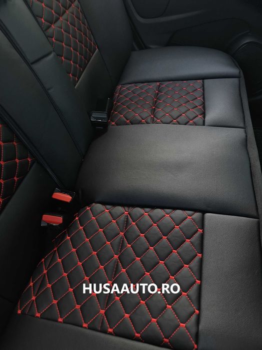 Model JT , Set husa auto,piele ecologica ,insertii diverse culori.