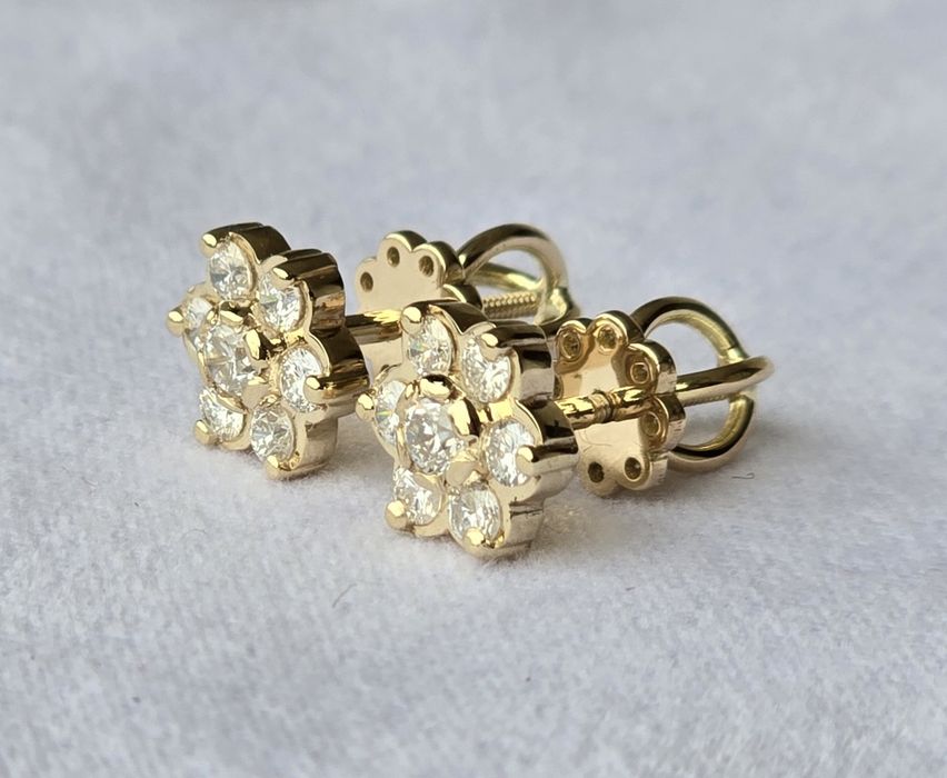 Cercei din aur cu diamante naturale realizat manual