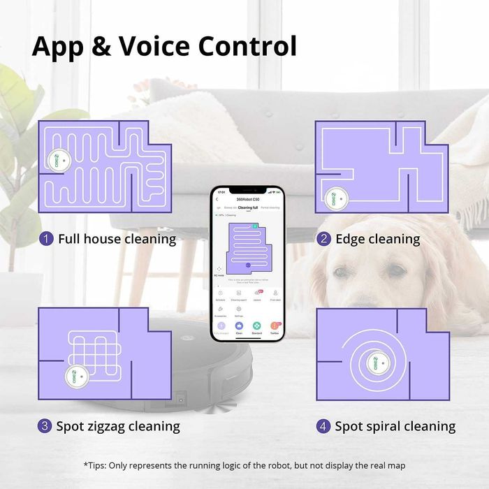 Прахосмукачка робот +360 C50, моп, 2600Pa, Alexa, Google Assistant