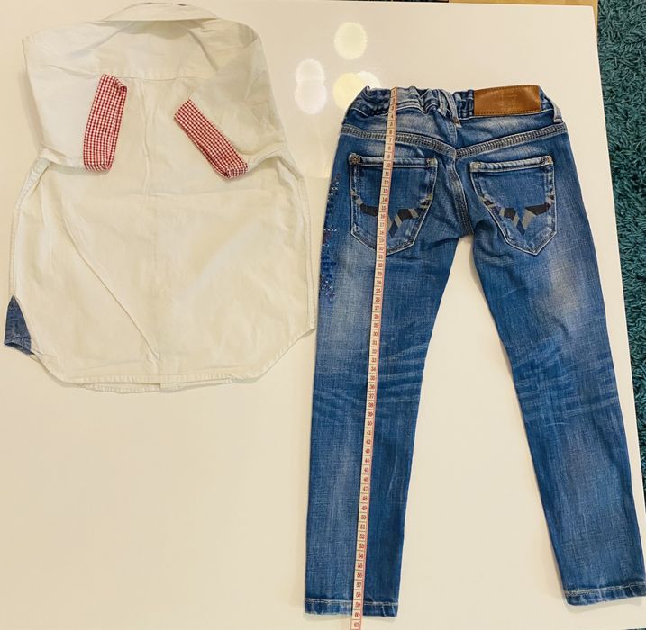 Camasa casual alba si blugi, baieti, 4 ani