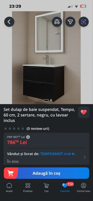 Dulap baie temposanit cu lavoar inclus 60cm