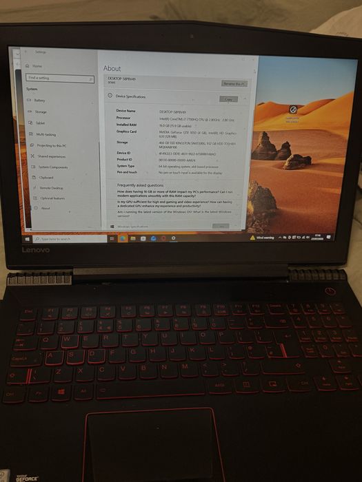 laptop lenovo Y520 i7 7700 gtx 1050 4gb