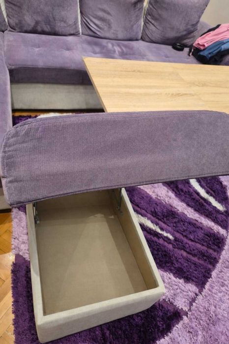 Ъглов диван Мелани 310x190 ЛЯВ/Функция сън/Табуретка с ракла