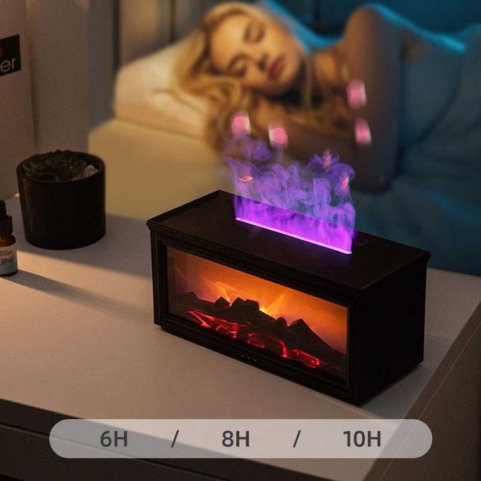 Арома дифузер с ефект камина -цветни LED режими, 280 мл, дистанционно!