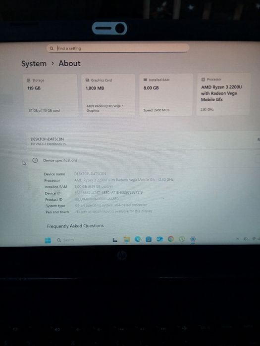 Vand leptop hp rayzen